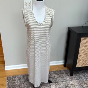 Theory Cliff Scoop Dress, Brown Stripe, Sz M